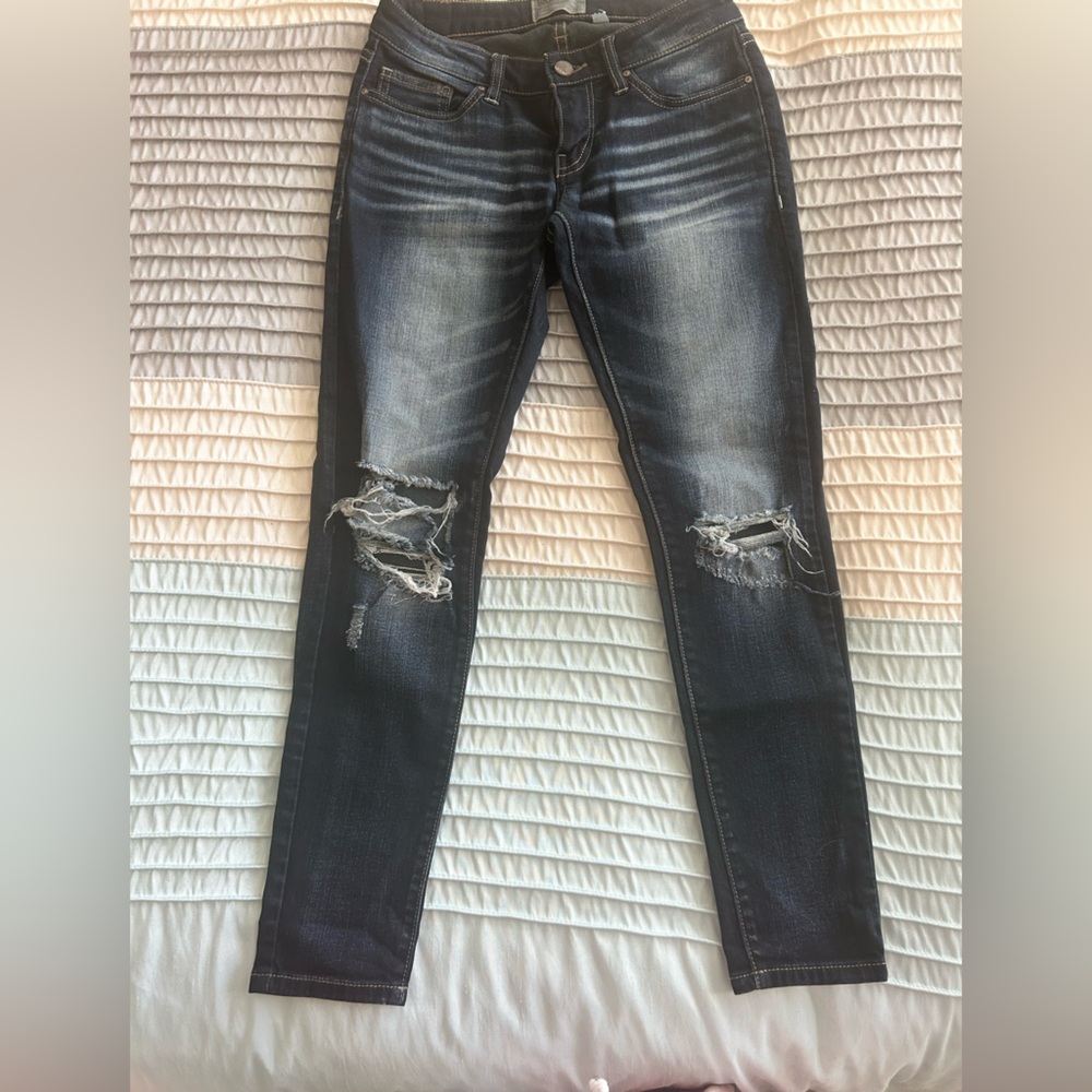 BKE Ankle Skinny Dark Wash Distressed Jeans Size 25